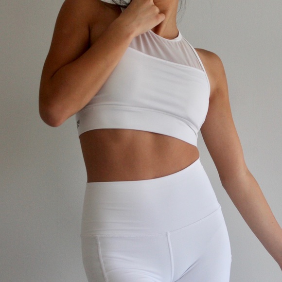 LIKE NEW White Mesh Top Sports Bra - Picture 2 of 3